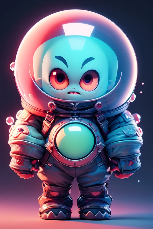 Create a monster image, a small, big-headed, baby monster.. The body is transparent and can be seen through. The image is sharp and detailed., with beautiful colors.. With arms, leg, eyes, mouth, พื้นหลังสีlegว