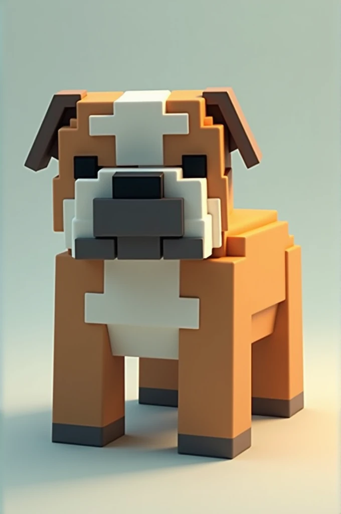 Make a model of a grid English bulldog in the style of Minecraft 