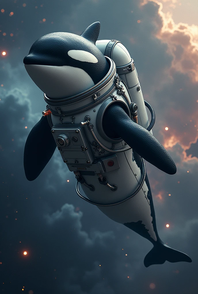 Orca in space suit galaxy explorer realist