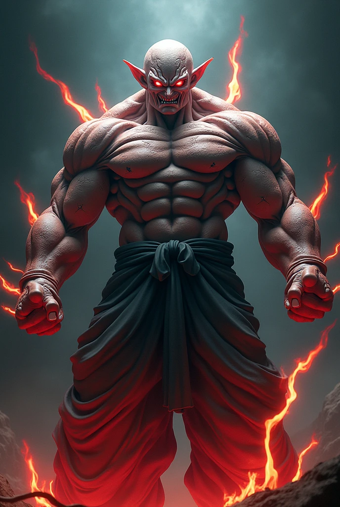  combination of Cell x Freezer x Piccolo x Bejita x Majin Buu
Evil gaze
Scary face
Full body
Dark
Super detailed
Low light photo
The skin texture is very visible
Red eye
Covered in lines of fire