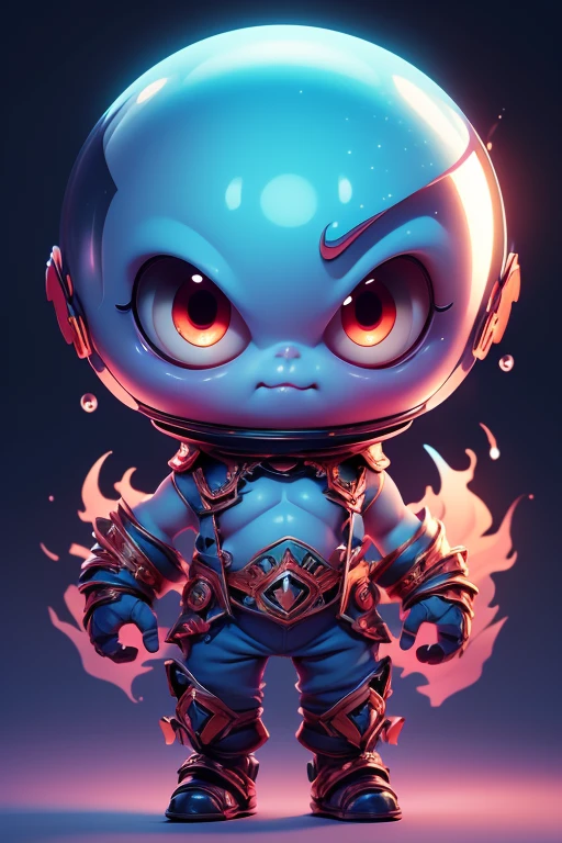 Create a monster image, a small, big-headed, baby monster.. The body is transparent and can be seen through. The image is sharp and detailed., with beautiful colors.. With arms, leg, eyes, mouth, พื้นหลังสีlegว