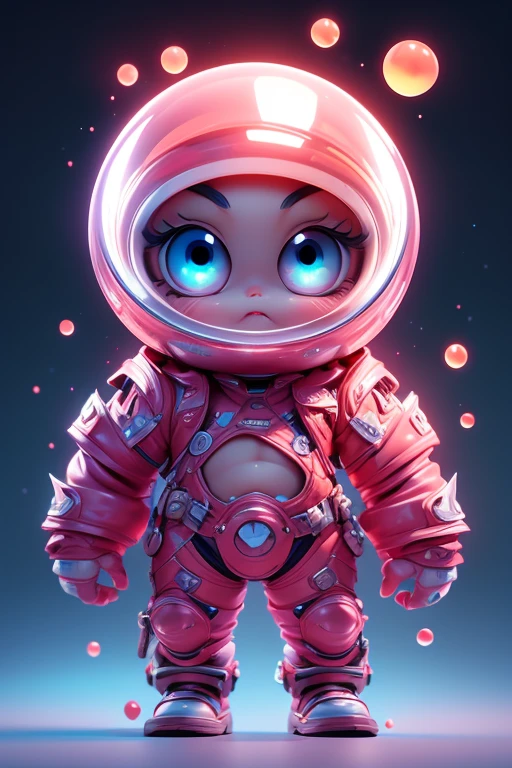 Create a monster image, a small, big-headed, baby monster.. The body is transparent and can be seen through. The image is sharp and detailed., with beautiful colors.. With arms, leg, eyes, mouth, พื้นหลังสีlegว