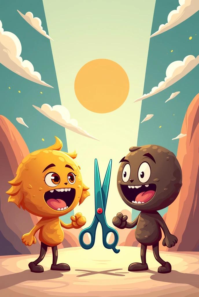 Rock Paper scissors in a picture suitable for game cartoon rock cartoon paper cartoon scissors