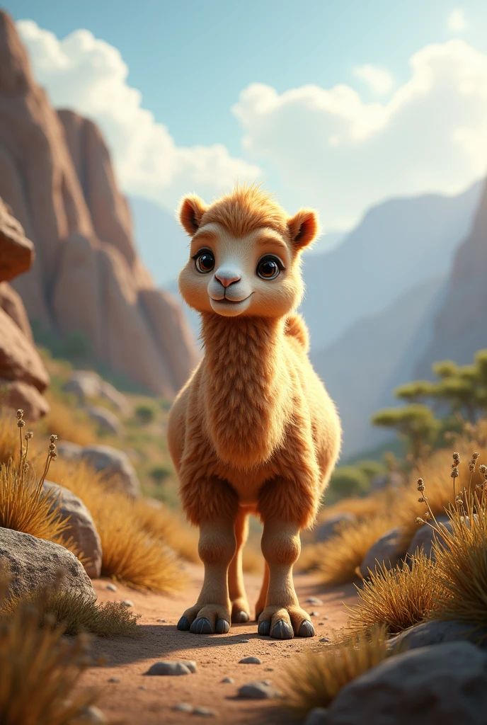 camel　cute　Wilderness background　Real