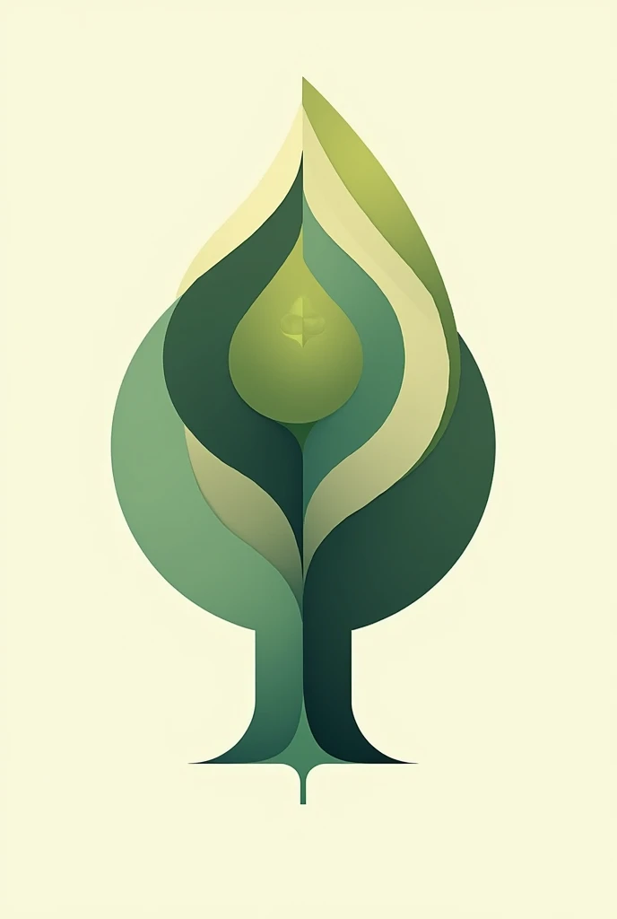 Extremely abstract tree leaf, made of circles, triangles and squares