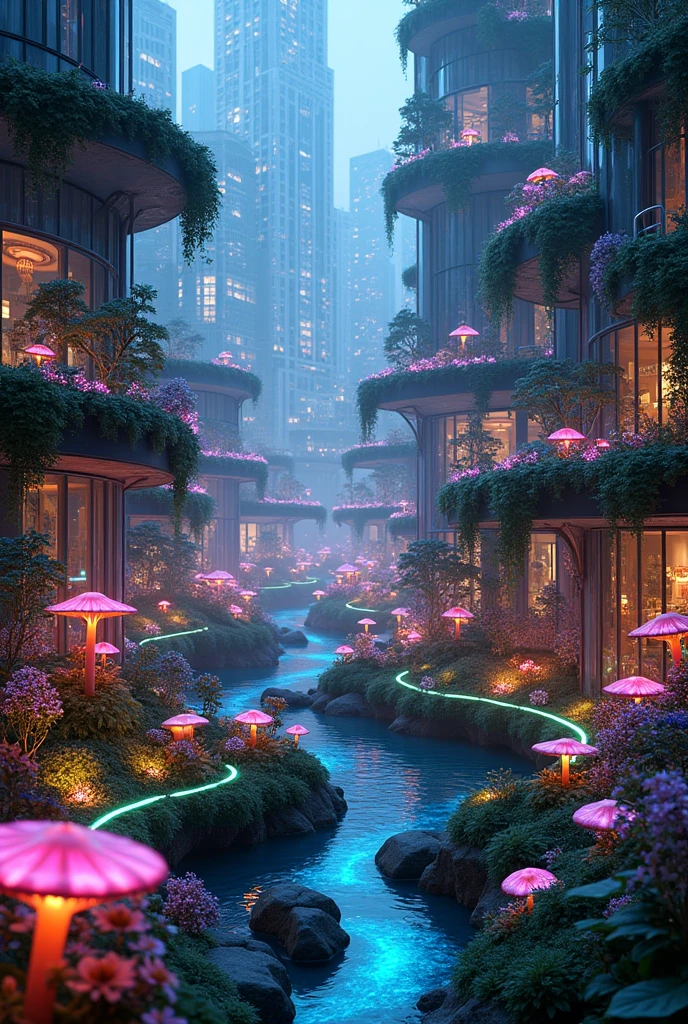 Neon city garden
