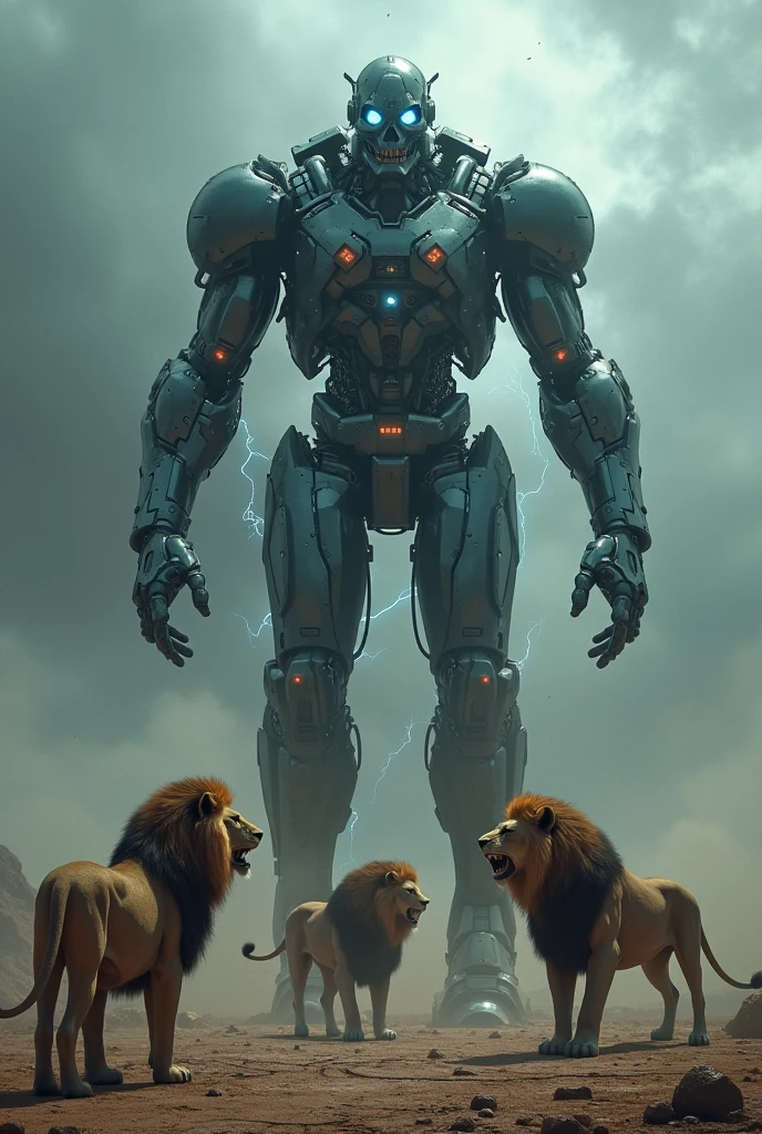 Giantic and horror Ai with lions 