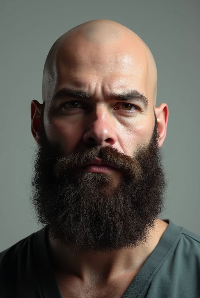 extremely high testosterone man, over 6000 ng/dl but average muscle mass, abnormally large jaw and jawline, super thick short beard, very very wide head