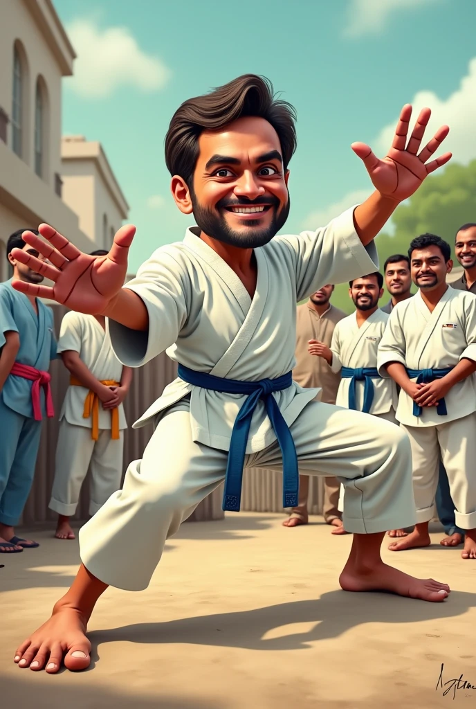 Rahul gandhi practicing judo karate in a funny way