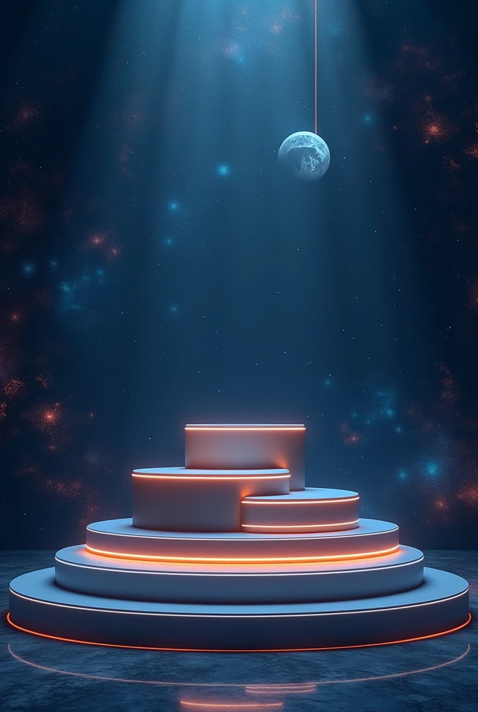 Award podium with cosmic elements