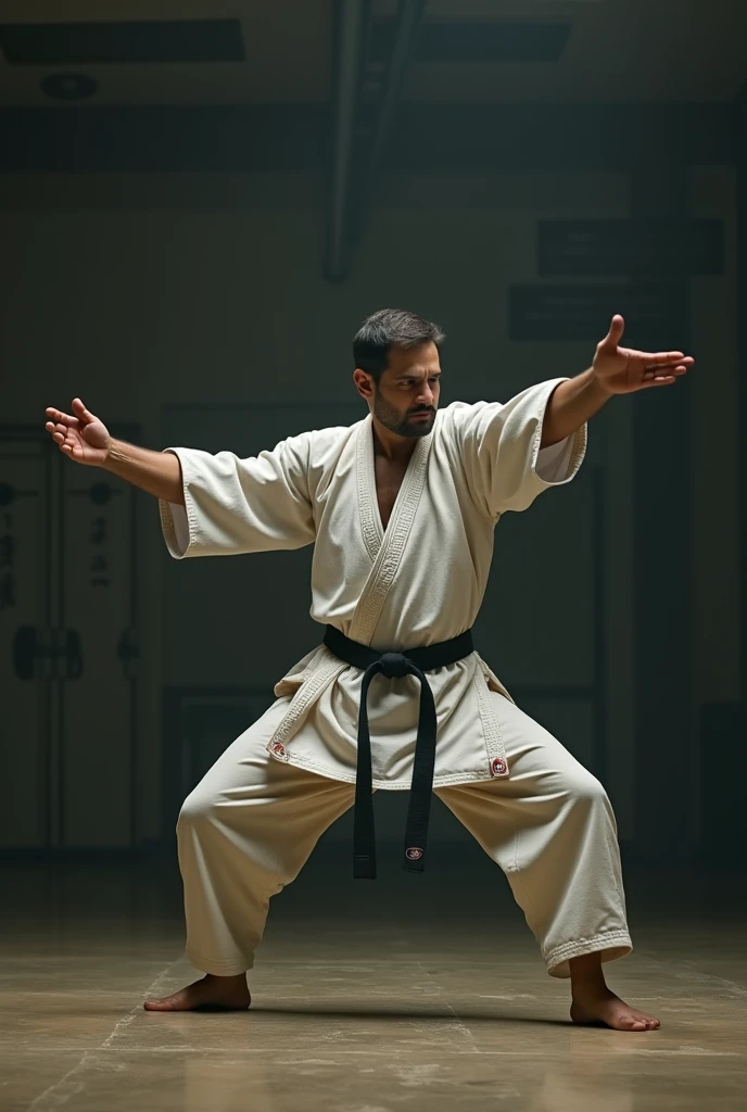Rahul gandhi ( congress leader) practicing judo karate in a sad posture