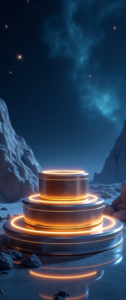 Award podium with cosmic elements