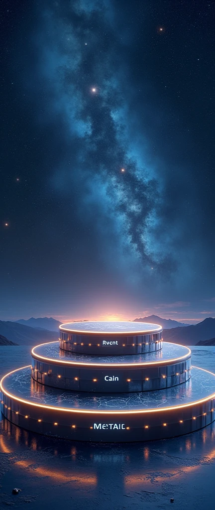 Award podium with cosmic elements