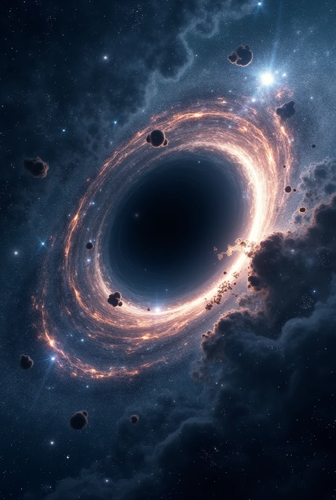 In space so many stars and centre of black hole