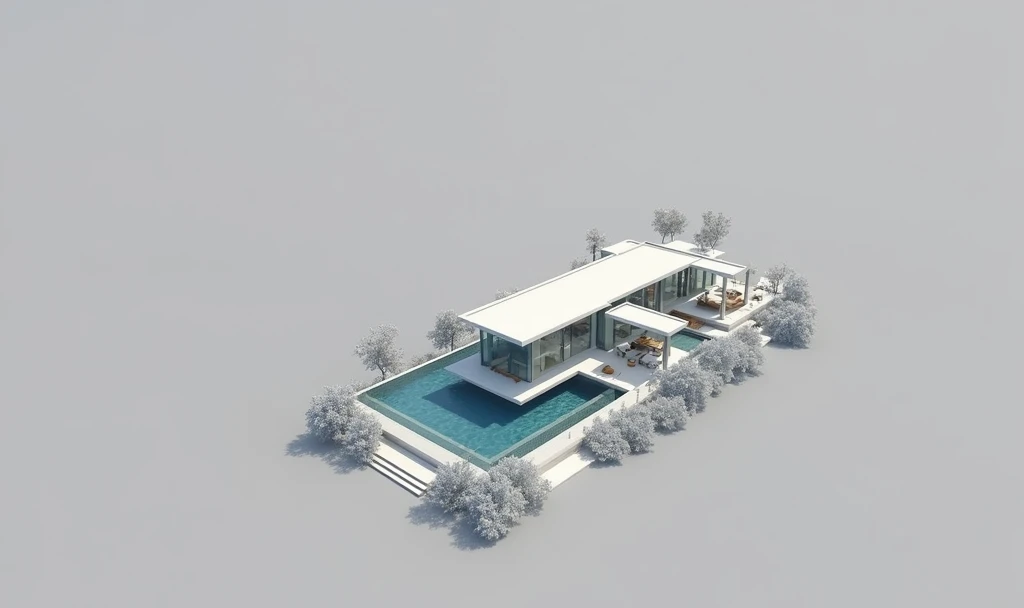 Overlooking the river、Luxury glass villa