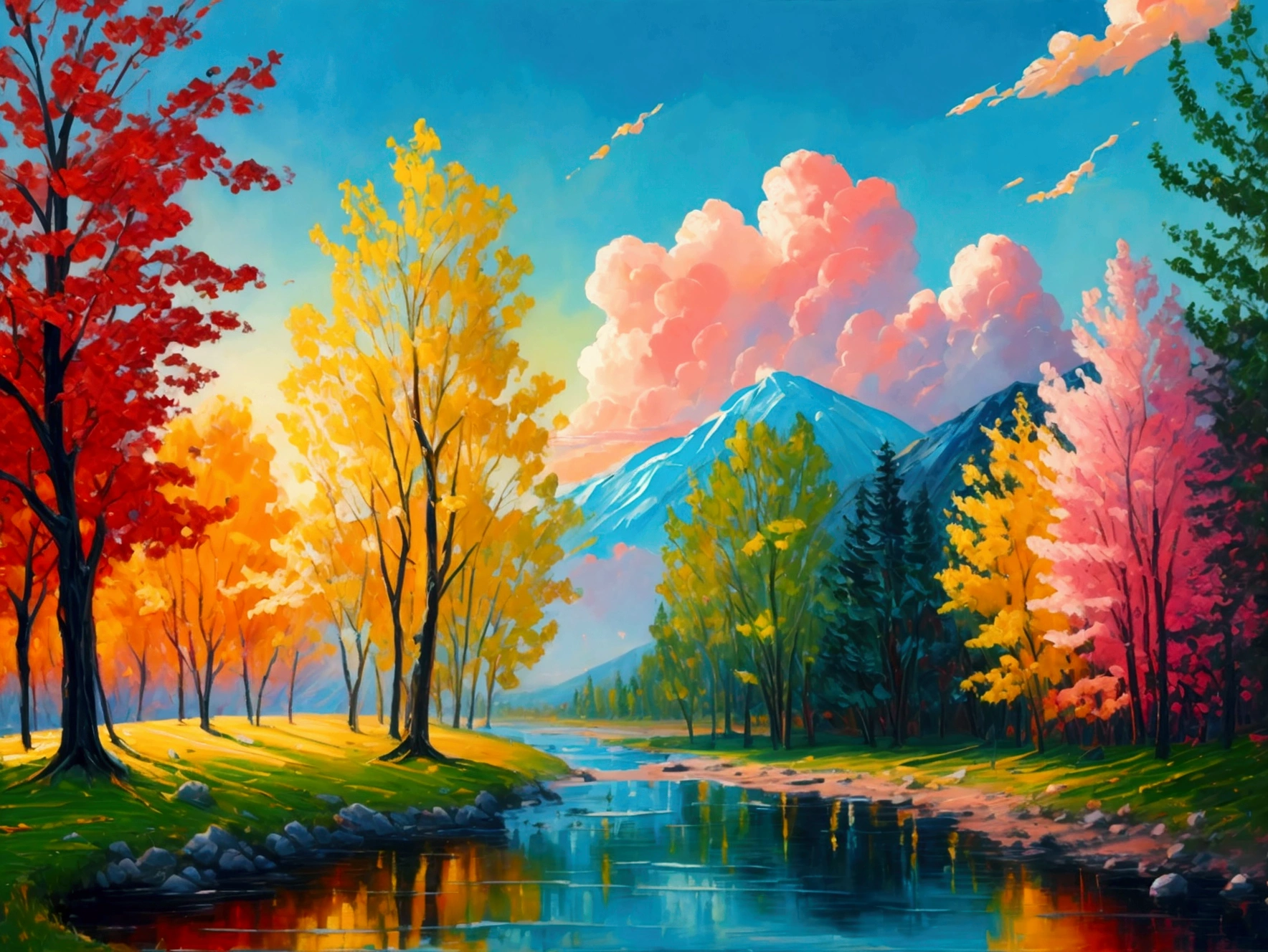 Colorful landscape oil painting