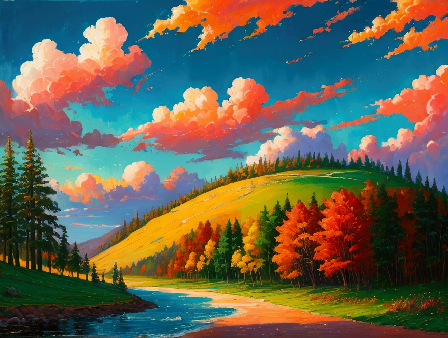 Colorful landscape oil painting