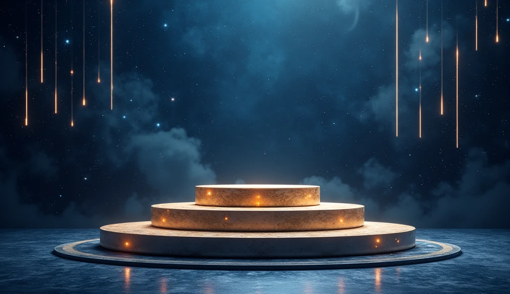 Award podium with cosmic elements