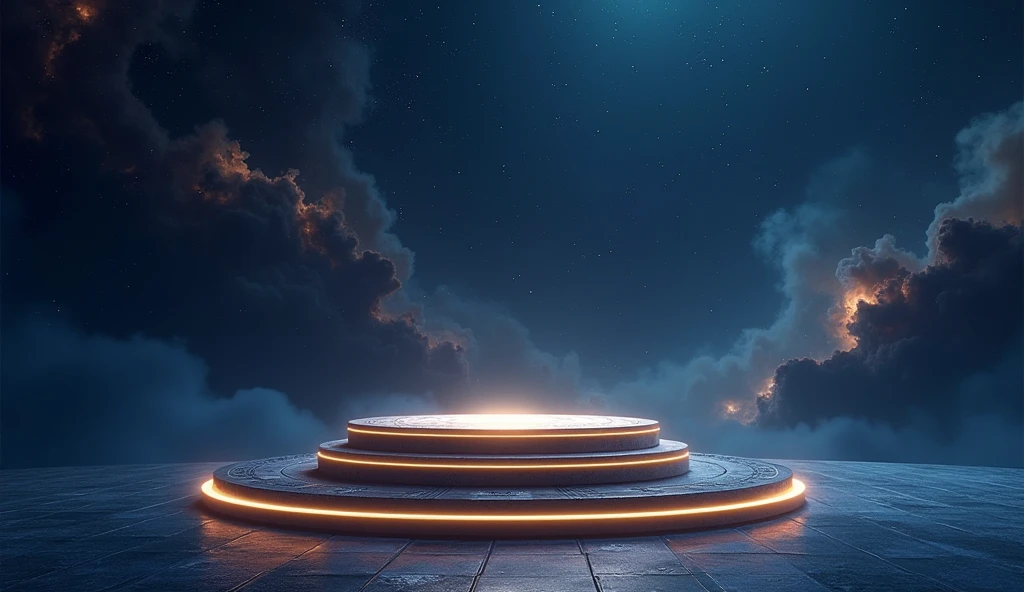 Award podium with cosmic elements