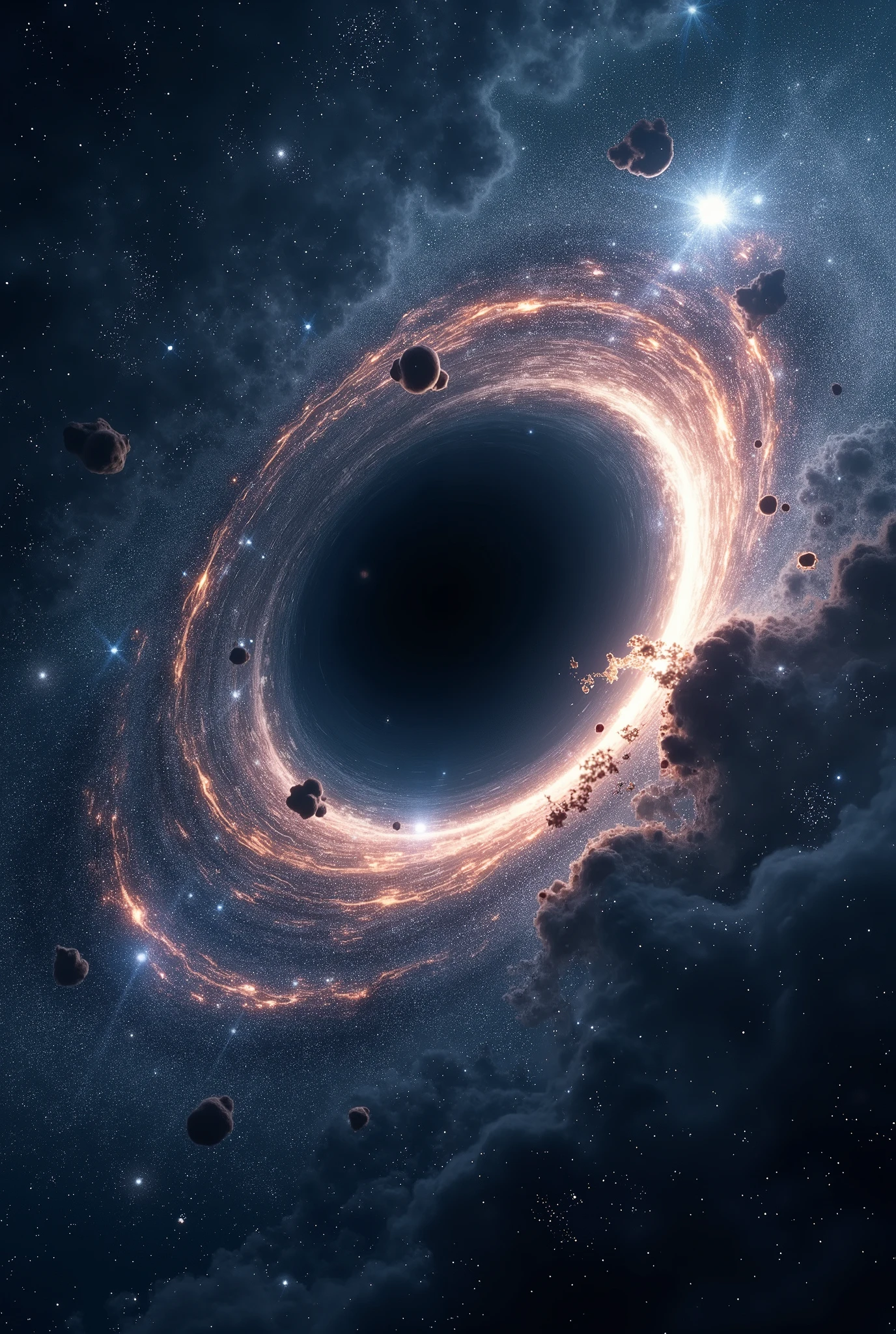 In space so many stars and centre of black hole