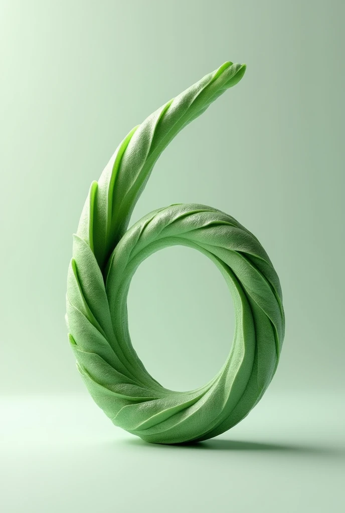 Le chiffre six (6) en 3d en forme feuille très raffinée qui pousse vers le haut 