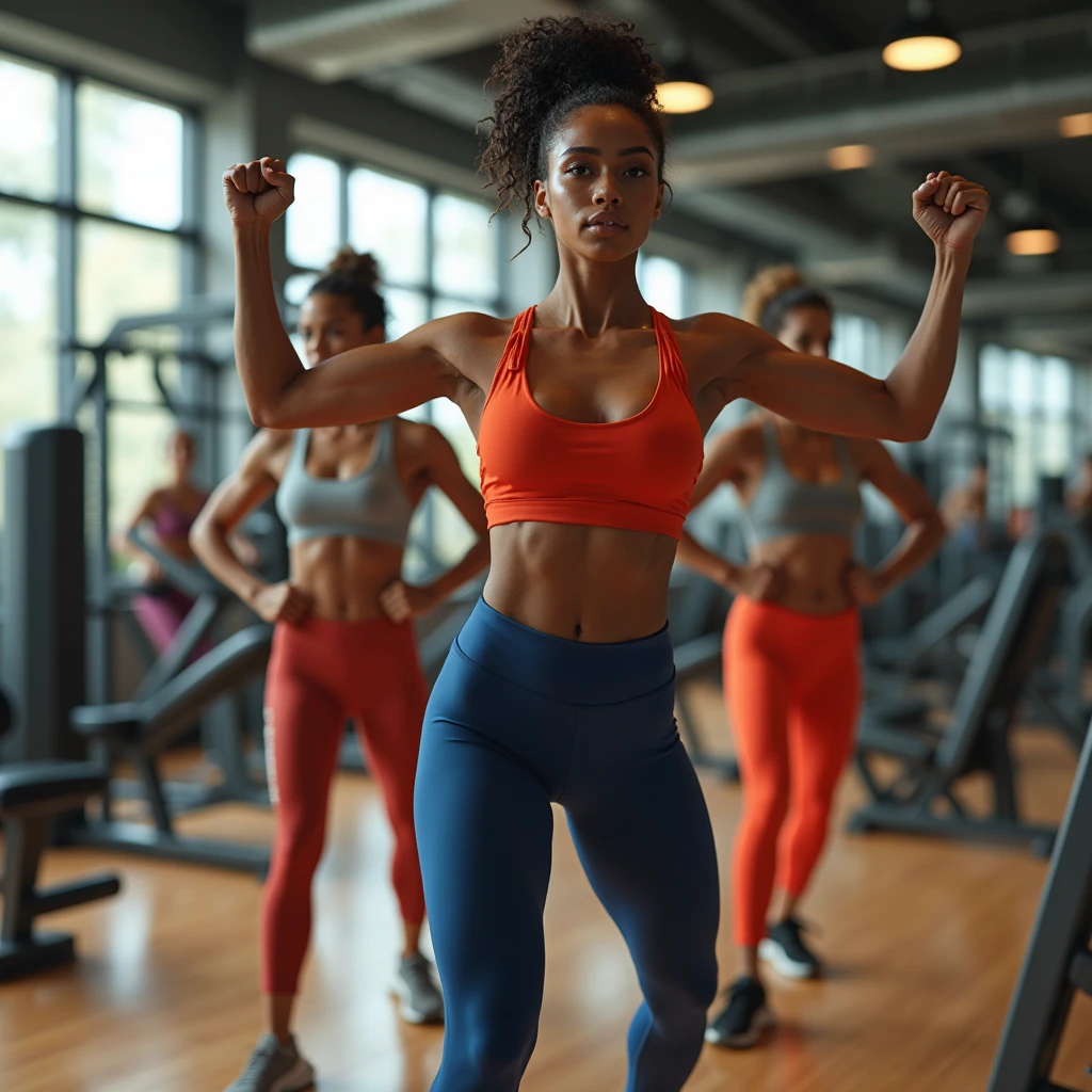 Brazilian women training at the gym

