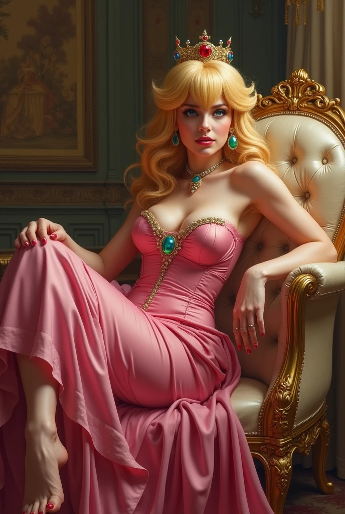 Princess peach payed to be pretty and puts her feets in your face to lick them