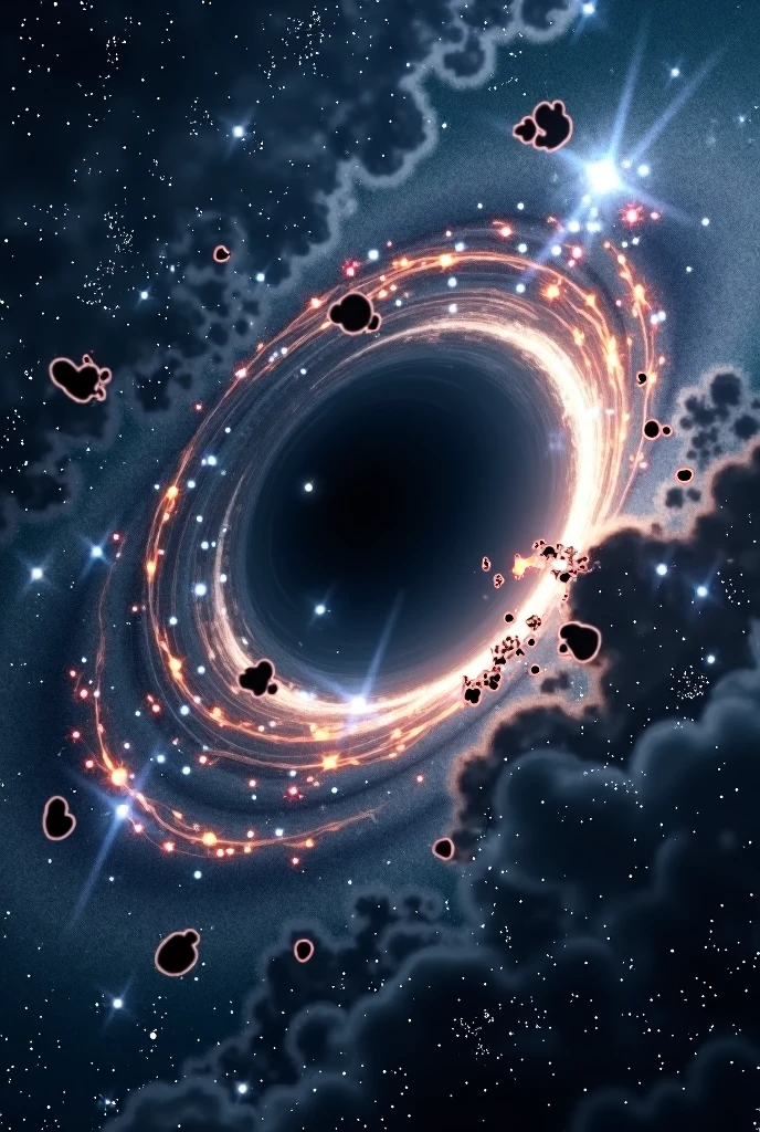 In space so many stars and centre of black hole