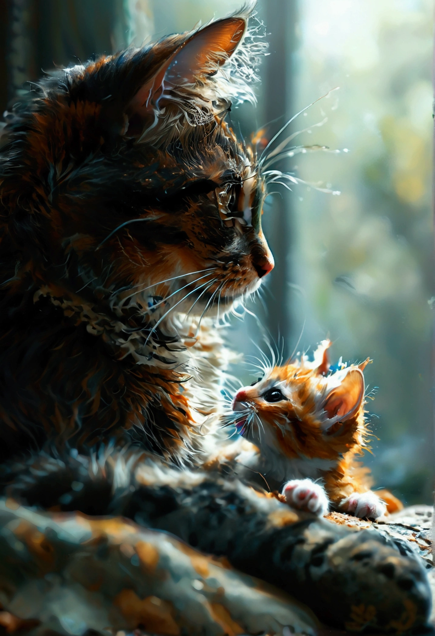 Cat playing with a mouse