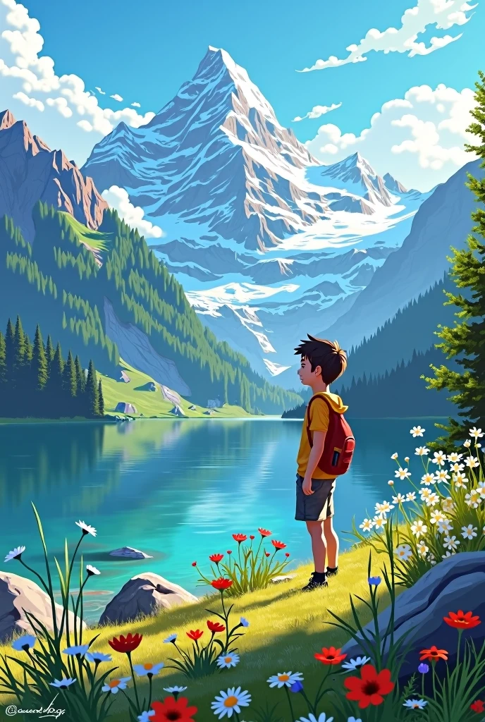Summer mountain scenery beautiful youth