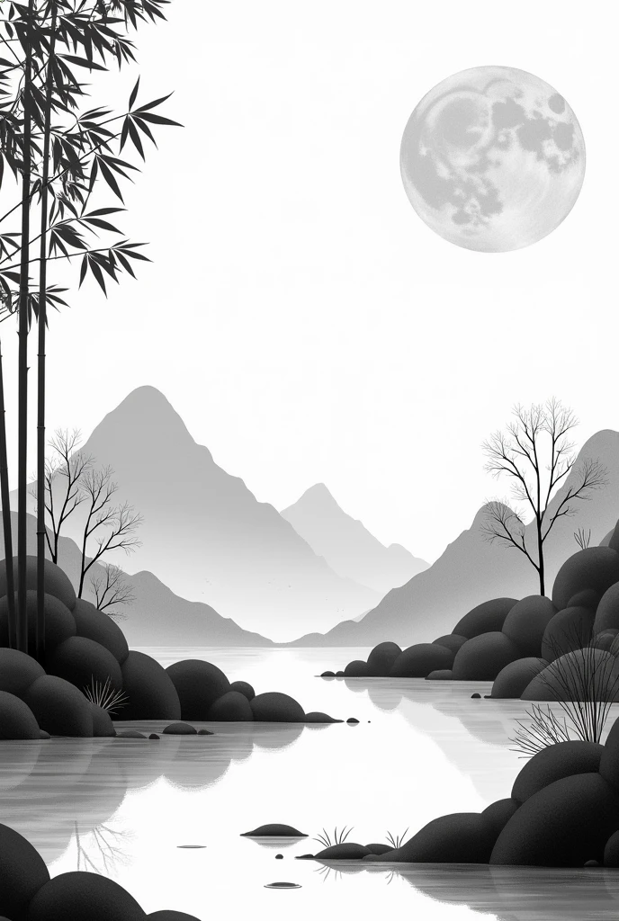 Traditional black and white Japanese style background in 1920x1080 resolution
