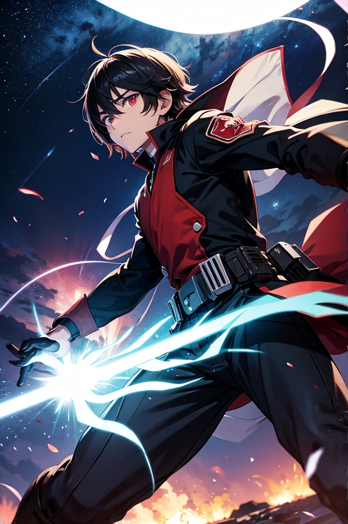 anime boy,force army ,night background