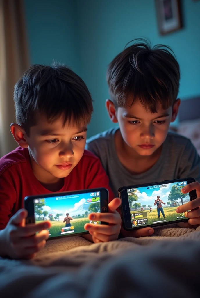 Two boys playing free fire ina mobile