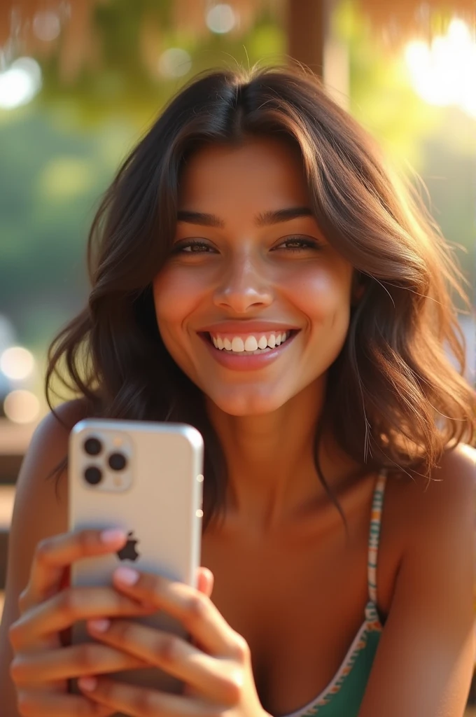 Priyanka smiling while taking selifie