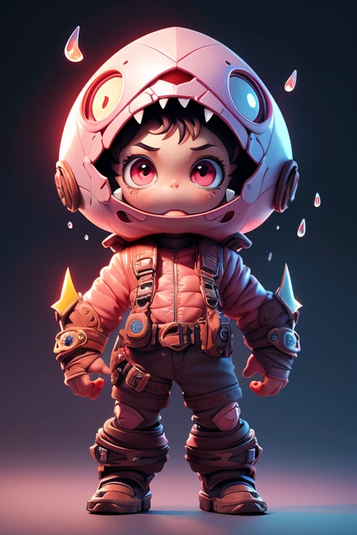 Create a monster image, a small, big-headed, baby monster.. The body is transparent and can be seen through. The image is sharp and detailed., with beautiful colors.. With arms, leg, eyes, mouth, พื้นหลังสีlegว