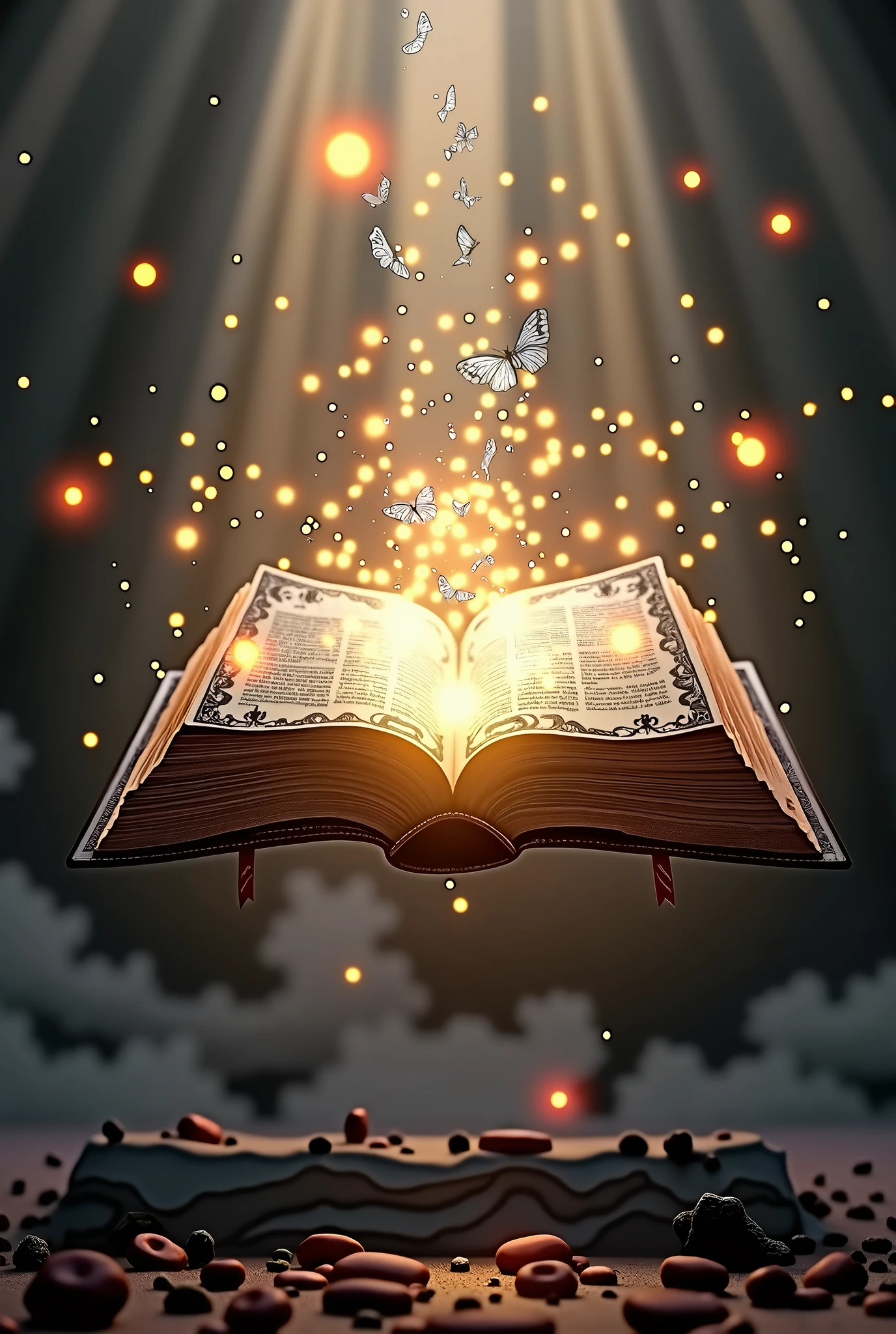 Moving Bible with lots of light