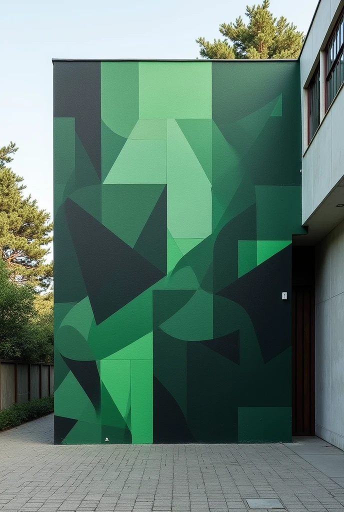 Images using only green black and grey to be drawn on a wall