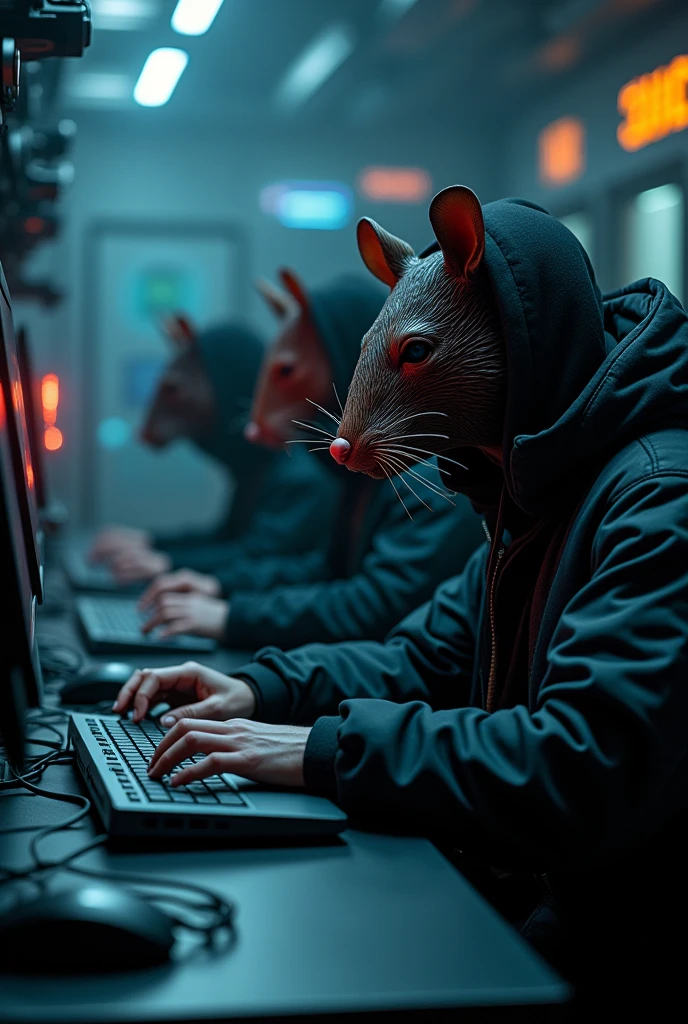 A team Of Rat mask denger A hacking