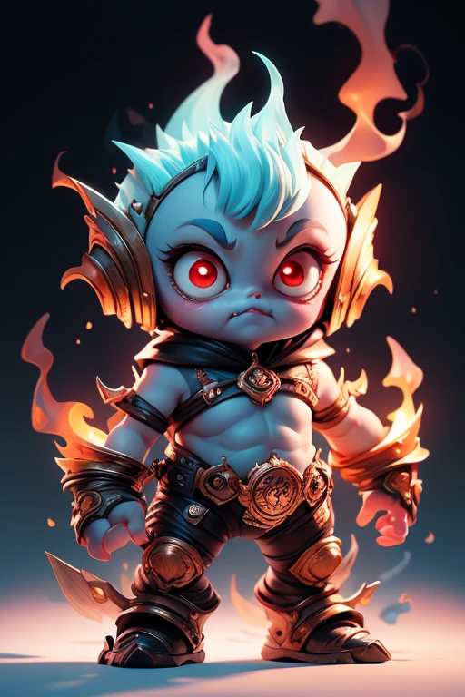 Create a monster image, a small, big-headed, baby monster.. The body is transparent and can be seen through. The image is sharp and detailed., with beautiful colors.. With arms, leg, eyes, mouth, พื้นหลังสีlegว