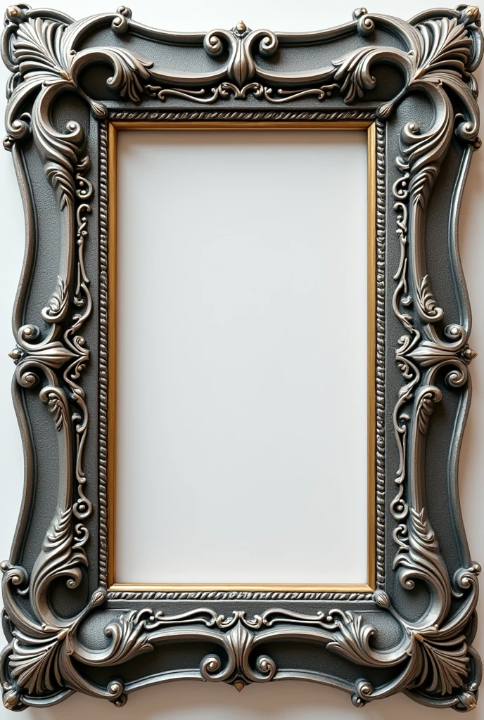 Silver and bronze themed frame no background intricate patterns not too thick