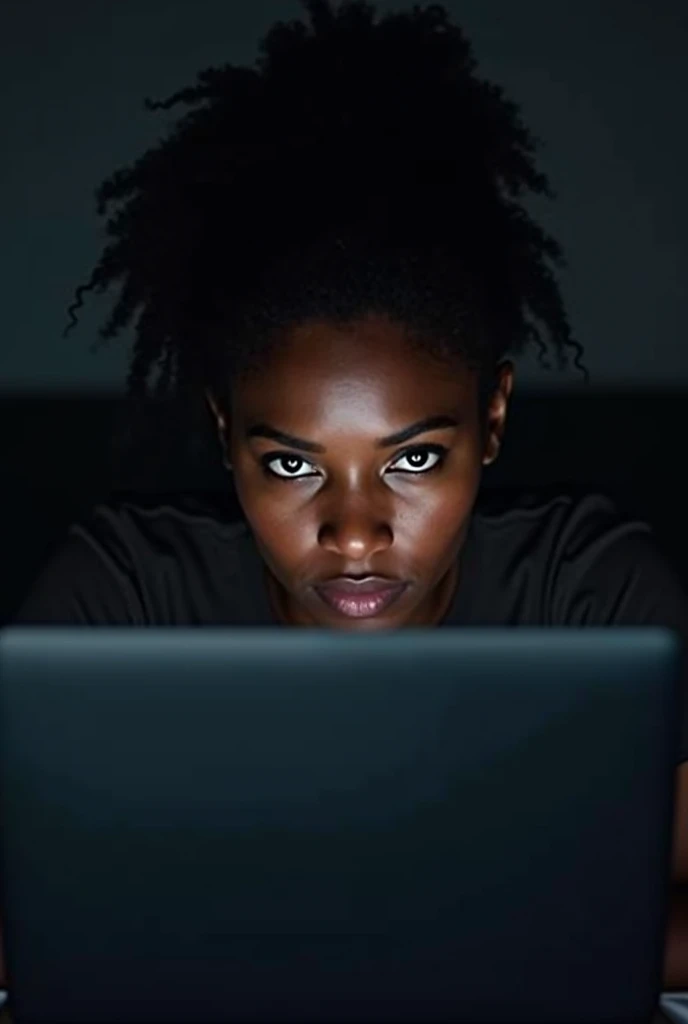Dark color women with laptop