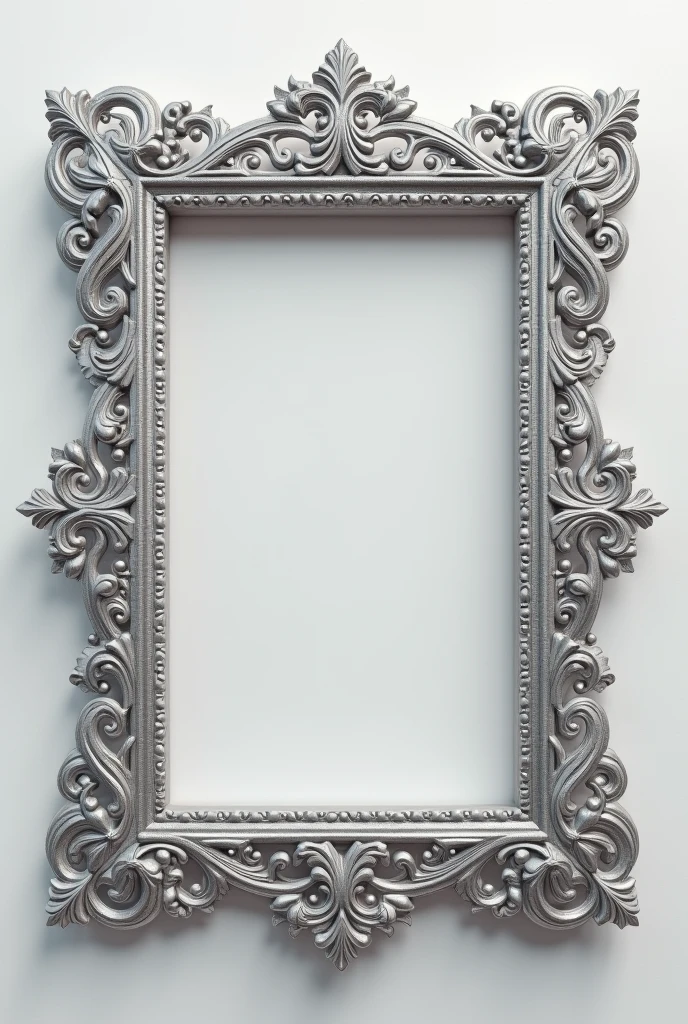 Silver themed frame no background intricate patterns not too thick