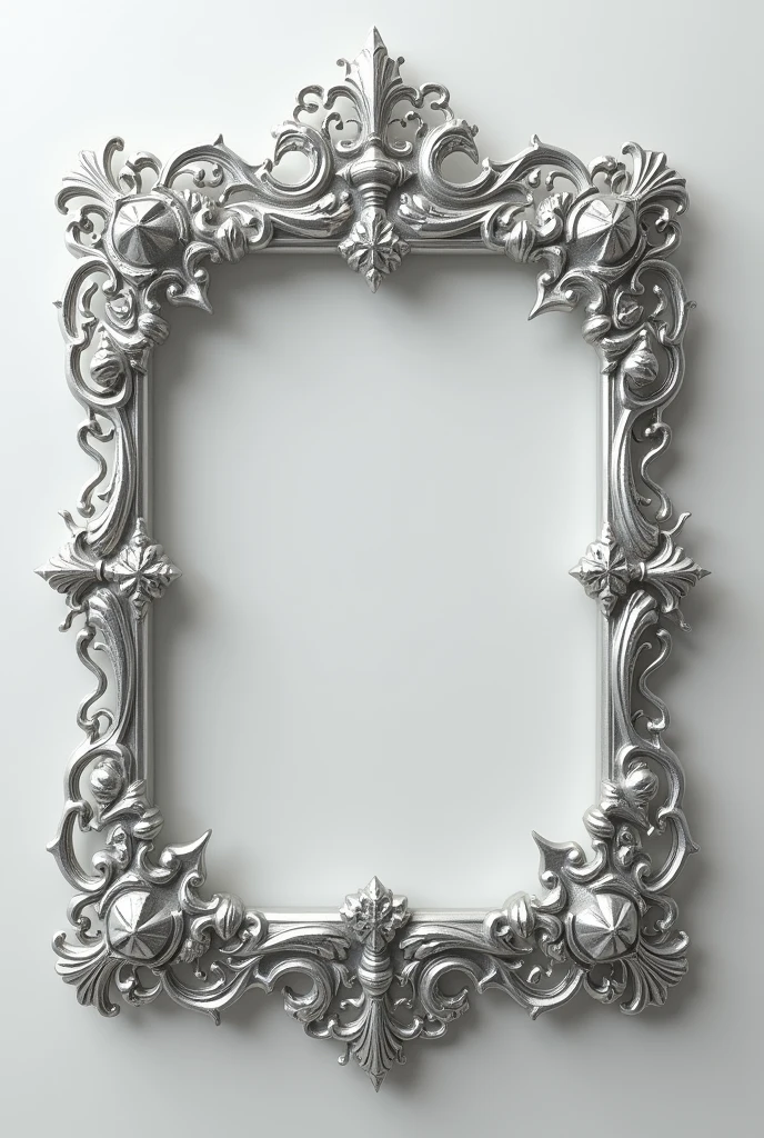 Silver themed frame no background intricate patterns not too thick