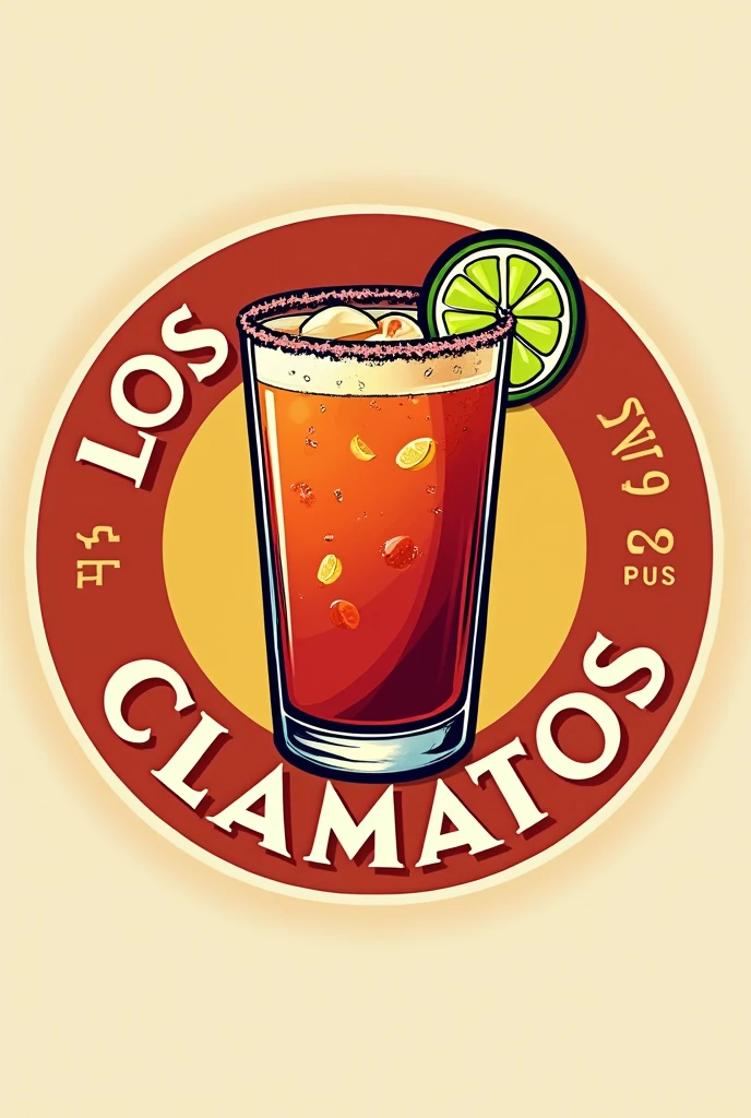 Circular bar-style logo of a liter glass of michelada with the title los clamatos