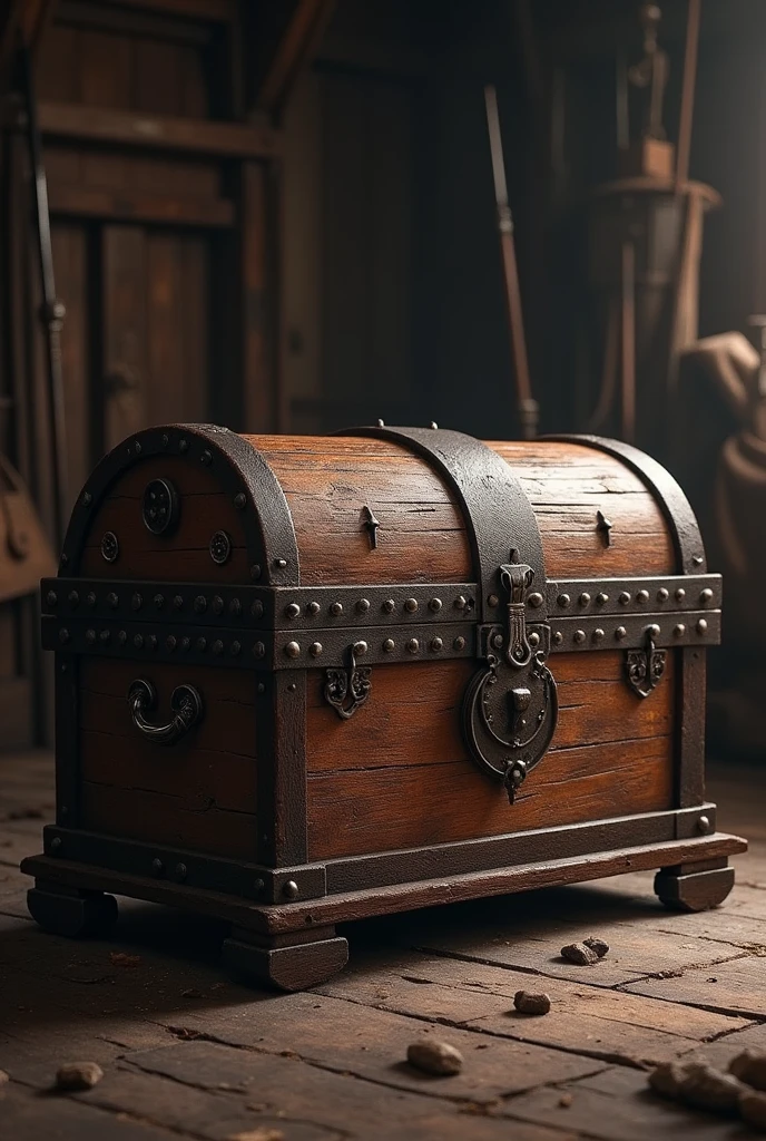 Create a realistic picture of a war chest in ancient times