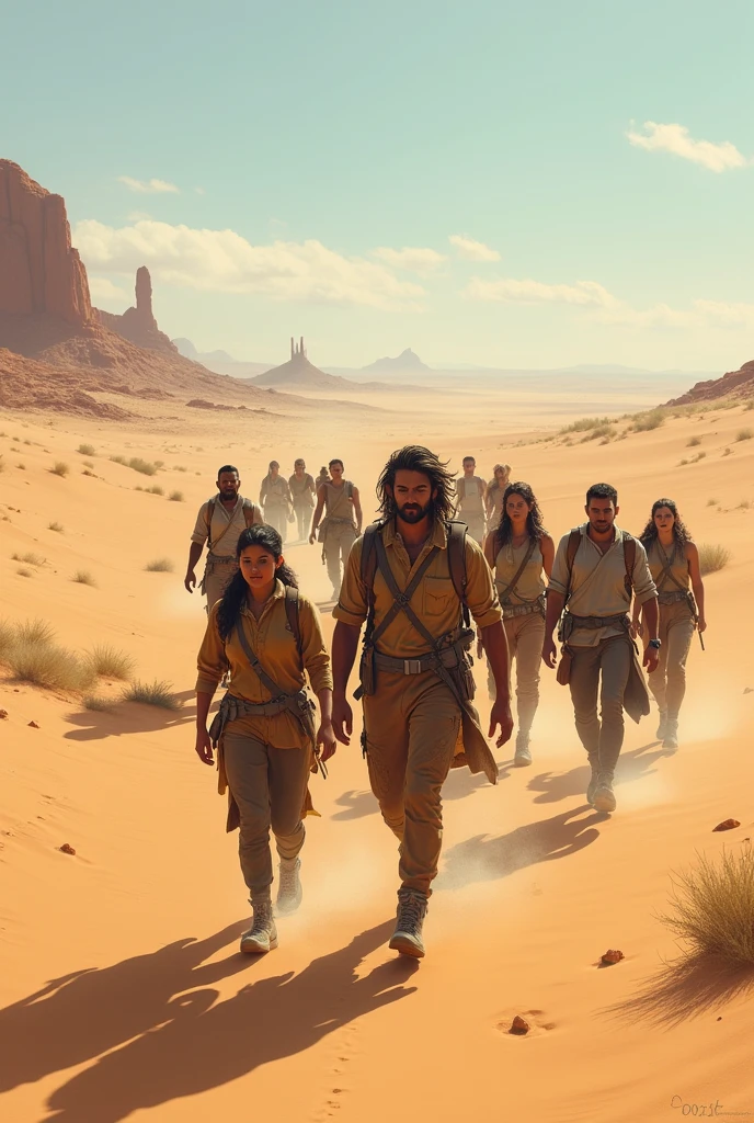 Group of people in desert