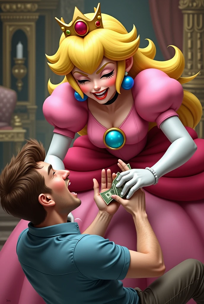Princess peach laughing of your pathetic dick while is crushing it and receiving all your money tributes