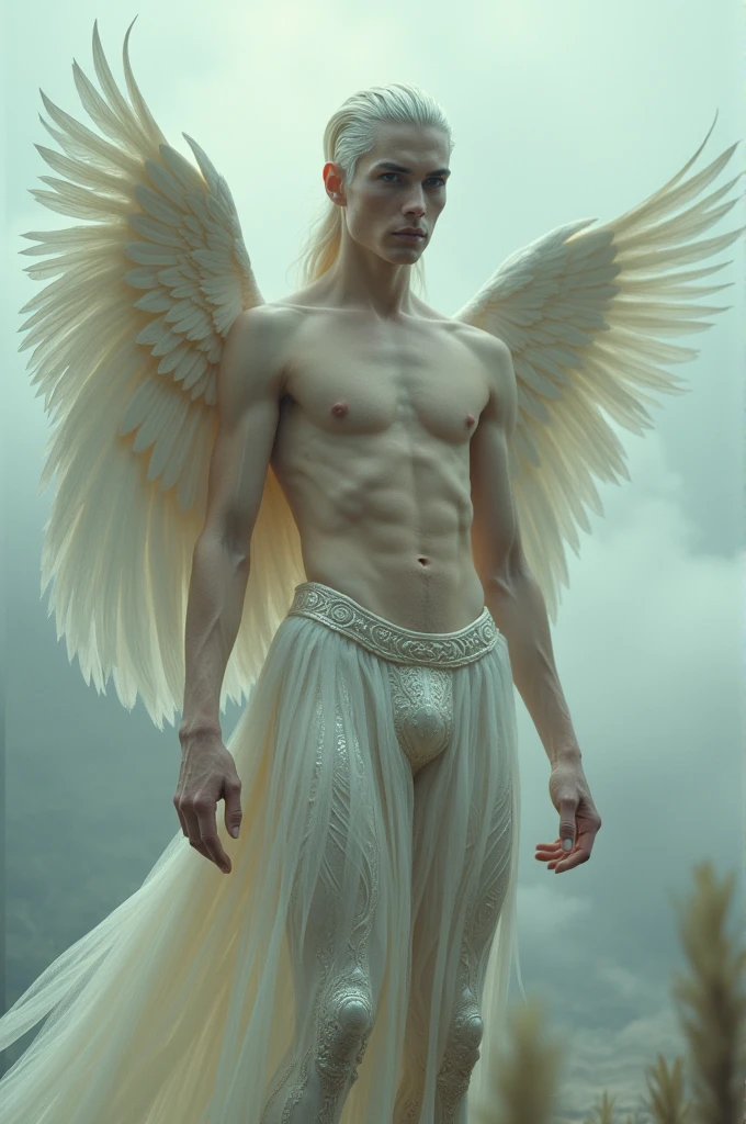 A photo of a half pegasus person