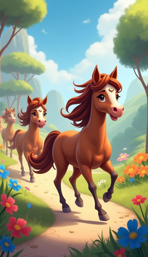 Running horses,Disney style,cute