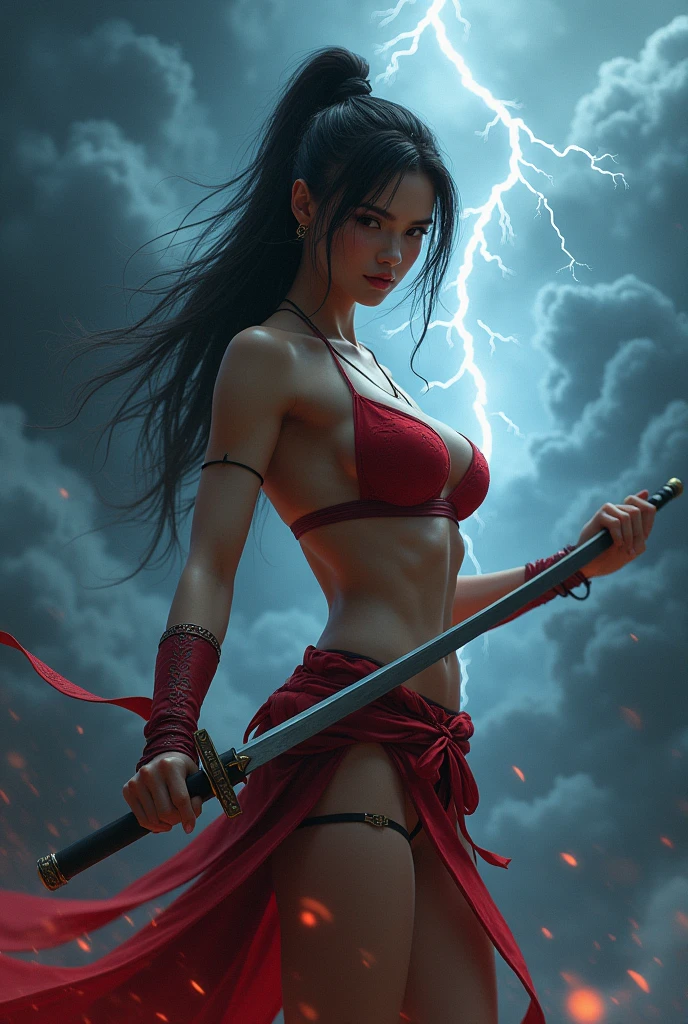 Anime girl fighting naked